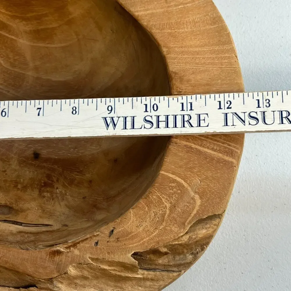 Live Edge Brown Wooden Decorative Bowl Free Form Unsigned Rustic Decor 12.5 